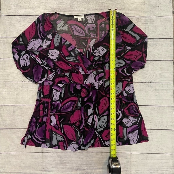 Dressbarn Women’s Maxi Blouse Purple Pink Floral Plus Size 1X - Picture 4 of 10